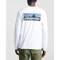 Patagonia - Long Sleeve P 6 Logo Responsibili Tee® - Long Sleeve T-Shirts (White) Long Sleeve P-6 Logo Responsibili-Tee®