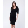 Ripe Maternity - Cocoon Elbow Sleeve Dress - Bodycon Dresses (Black) Cocoon Elbow Sleeve Dress