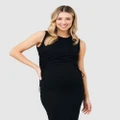 Ripe Maternity - Jodie Ruched Rib Tank - Maternity Singlets (Black) Jodie Ruched Rib Tank