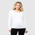 Ripe Maternity - Organic Nursing Top - Long Sleeve T-Shirts (White) Organic Nursing Top