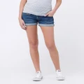 Ripe Maternity - Denim Shorty Shorts - Denim (Blue) Denim Shorty Shorts