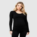 Ripe Maternity - Organic Nursing Top - Long Sleeve T-Shirts (Black) Organic Nursing Top