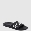Roxy - Womens Slippy Slider Sandals - Flats (BLACK FG) Womens Slippy Slider Sandals