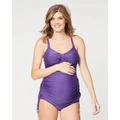 Cake Maternity - Shake Maternity Tankini Swimwear Set (for D G Cups) - One-Piece / Swimsuit (Purple) Shake Maternity Tankini Swimwear Set (for D-G Cups)