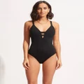 Seafolly - Active Deep V Maillot - One-Piece / Swimsuit (Black) Active Deep V Maillot
