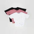 Silent Theory - Downtown Tie Tee 3 Pack - Short Sleeve T-Shirts (WHITE/BLACK/ROSE) Downtown Tie Tee 3-Pack