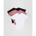 Silent Theory - Downtown Tie Tee 3 Pack - Short Sleeve T-Shirts (WHITE/BLACK/ROSE) Downtown Tie Tee 3-Pack