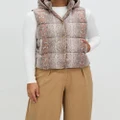 Unreal Fur - Python Puffer Vest - Coats & Jackets (White & Brown) Python Puffer Vest