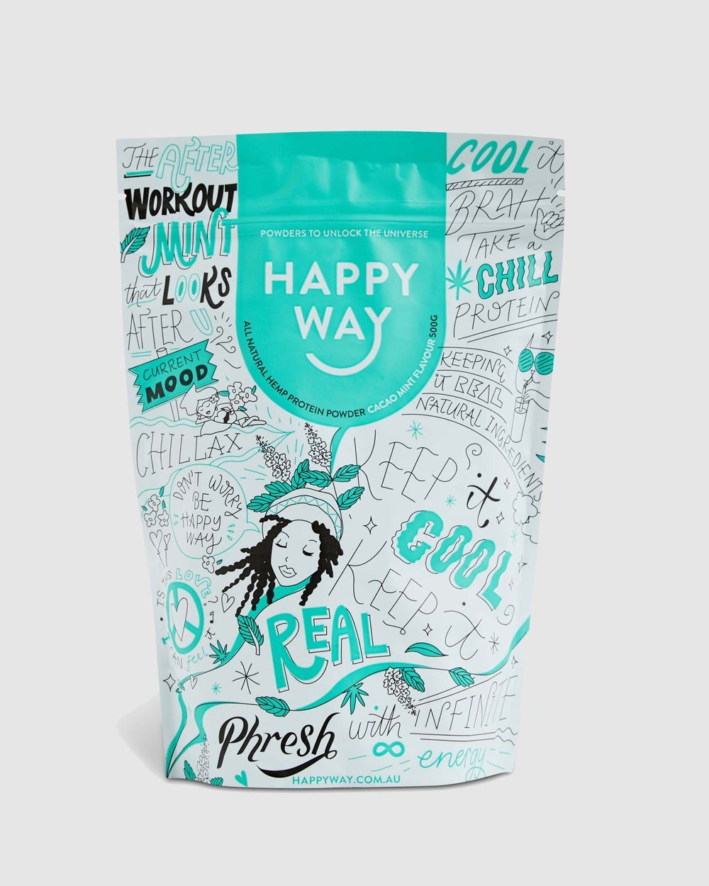Happy Way - Cacao Mint Hemp Vegan Protein Powder - Proteins (Vegan Protein) Cacao Mint Hemp Vegan Protein Powder