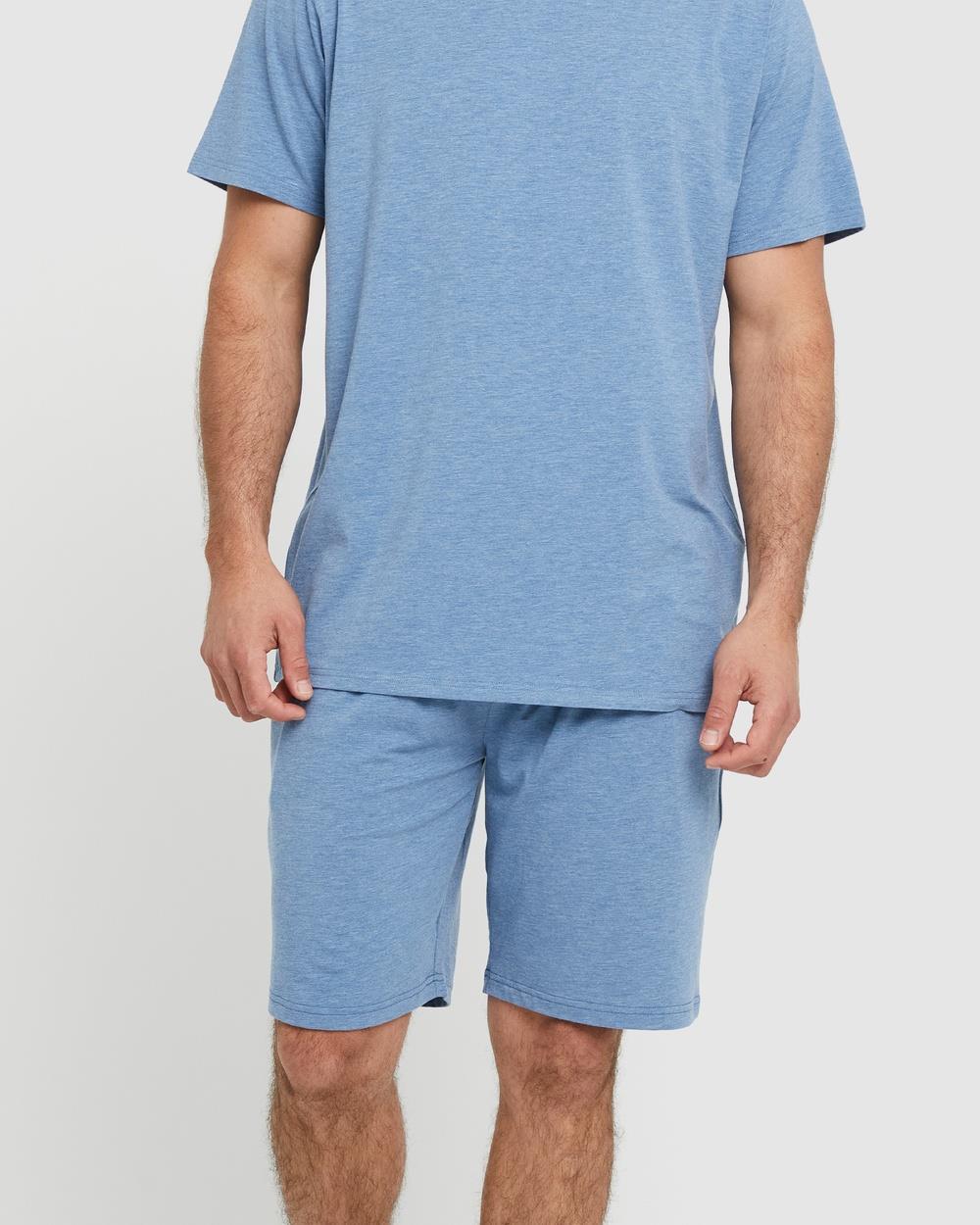 Bamboo Body - Men's Chill Shorts - Sleepwear (Lake Blue) Men's Chill Shorts