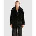 ENA PELLY - Minimalist Faux Fur Jacket - Coats & Jackets (Black) Minimalist Faux Fur Jacket
