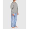 Jasmine and Will - Cotton Man Pant Wide Blue Stripe - Sleepwear (Blue) Cotton Man Pant - Wide Blue Stripe