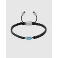 Nialaya Jewellery - Men's String Bracelet With Evil Eye - Jewellery (Silver) Men's String Bracelet With Evil Eye