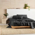 Linen House - Vienna 300TC Cotton Percale Sheet Set - Home (Charcoal) Vienna 300TC Cotton Percale Sheet Set