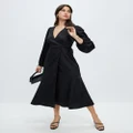 Atmos&Here - Celine Wrap Midi Dress - Dresses (Black) Celine Wrap Midi Dress