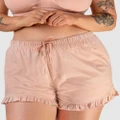B Free Intimate Apparel - 100% Cotton Frill Shorts - Sleepwear (Nude) 100% Cotton Frill Shorts