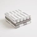 Country Road - Cr Stripe Australian Cotton Tea Towel Pack Of 3 - Home (Grey) Cr Stripe Australian Cotton Tea Towel Pack Of 3