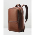 Samsonite - Sam Classic Leather Slim Backpack - Backpacks (Cognac) Sam Classic Leather Slim Backpack