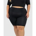 B Free Intimate Apparel - Plus Size High Waisted Long Biker Shorts - Compression Bottoms (Black) Plus Size High Waisted Long Biker Shorts