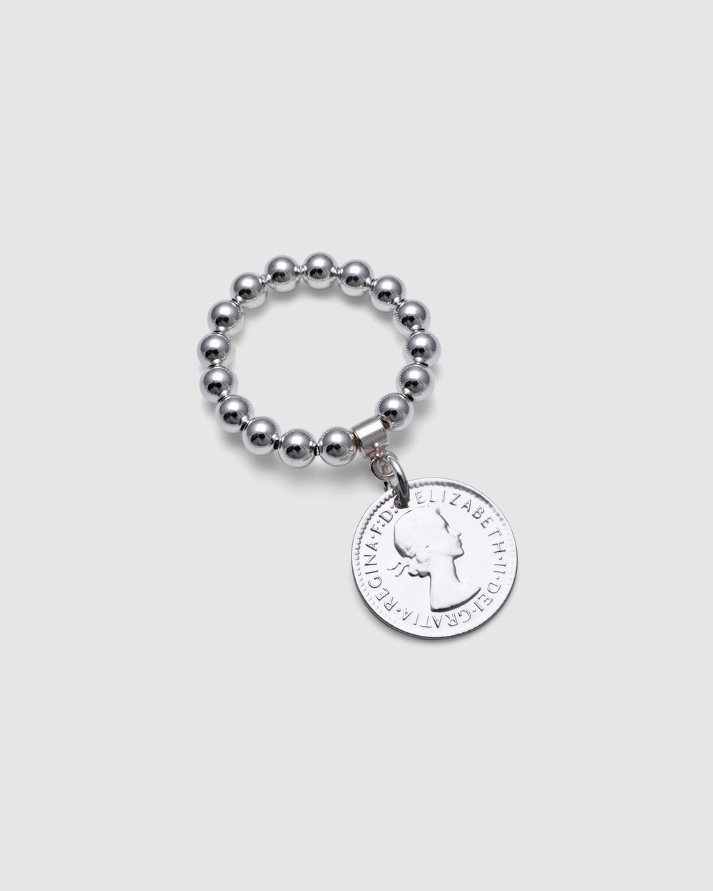 Von Treskow - Stretchy Ring With Coin - Jewellery (Silver) Stretchy Ring With Coin