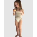 Tacoola - Little Miss Onepiece - One-Piece / Swimsuit (Mocha Stripe) Little Miss Onepiece