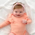 WITH LOVE FOR KIDS - Shimmy Wide Ribbed Long Sleeve Onesie Babies - Bodysuits (Peach) Shimmy Wide Ribbed Long Sleeve Onesie - Babies