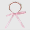 Claris The Chicest Mouse In Paris By Pink Poppy - Claris Jewelled Pearl Headband with Ribbon Ties - Novelty Gifts (Pink) Claris Jewelled Pearl Headband with Ribbon Ties