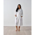 Linen House - Nimes Pure Linen Robe - Bathroom (White) Nimes Pure Linen Robe