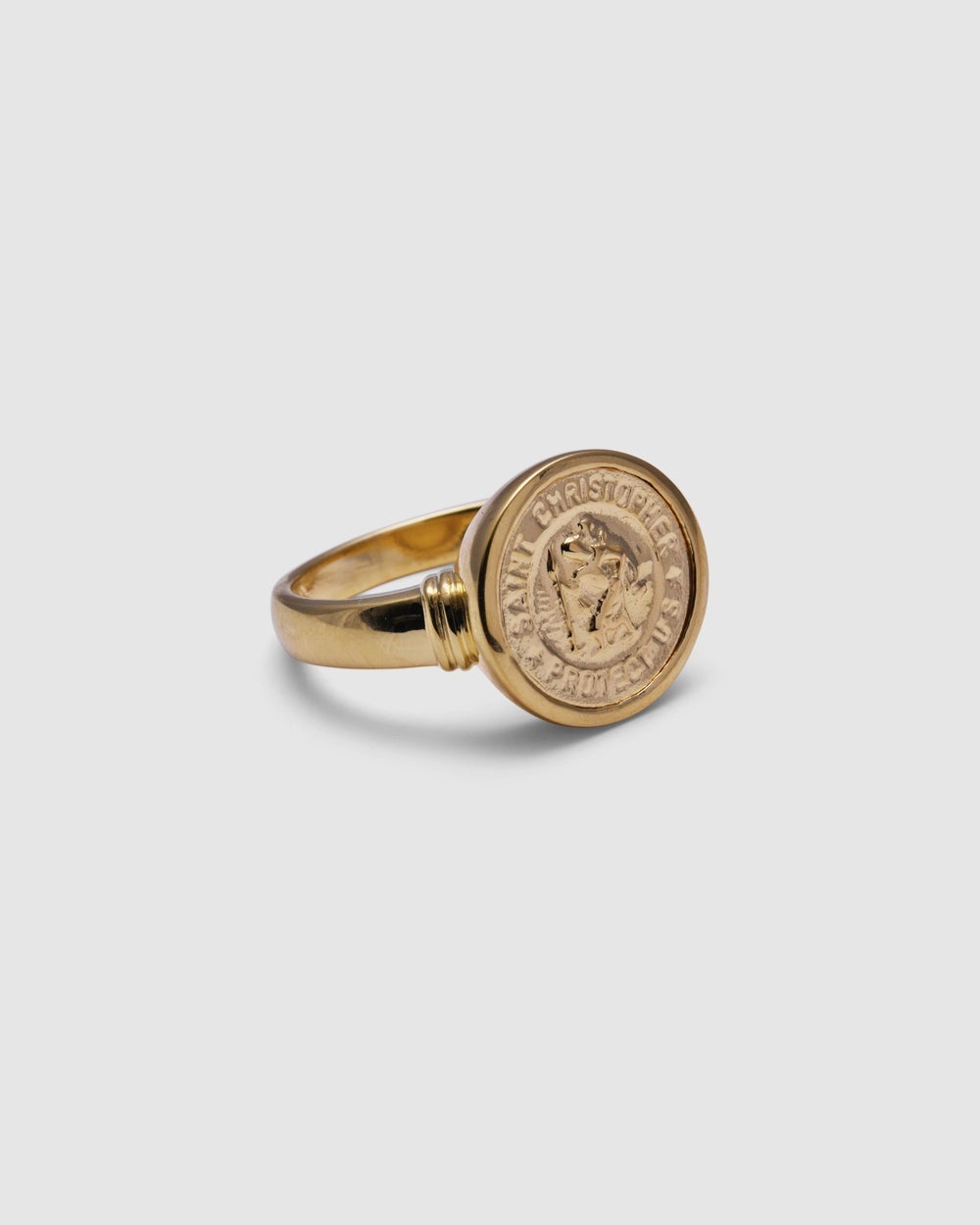 Von Treskow - Round St Christopher Ring - Jewellery (Yellow Gold) Round St Christopher Ring