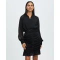 Atmos&Here - Everlee Belted Mini Dress - Dresses (Black Dobby) Everlee Belted Mini Dress
