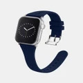 Friendie - Slim Silicone Band with Classic Silver Buckle – The Gippsland – Apple Compatible - Fitness Trackers (NavySilver) Slim Silicone Band with Classic Silver Buckle – The Gippsland – Apple Compatible