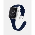 Friendie - Slim Silicone Band with Classic Silver Buckle – The Gippsland – Apple Compatible - Fitness Trackers (NavySilver) Slim Silicone Band with Classic Silver Buckle – The Gippsland – Apple Compatible