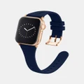 Friendie - Slim Silicone Band with Classic Gold Buckle – The Gippsland – Apple Compatible - Fitness Trackers (NavyGold) Slim Silicone Band with Classic Gold Buckle – The Gippsland – Apple Compatible