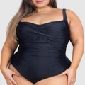 B Free Intimate Apparel - Plus Size One Piece Swimsuit with Ruched Bust - One-Piece / Swimsuit (Black) Plus Size One-Piece Swimsuit with Ruched Bust