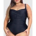 B Free Intimate Apparel - Plus Size One Piece Swimsuit with Ruched Bust - One-Piece / Swimsuit (Black) Plus Size One-Piece Swimsuit with Ruched Bust