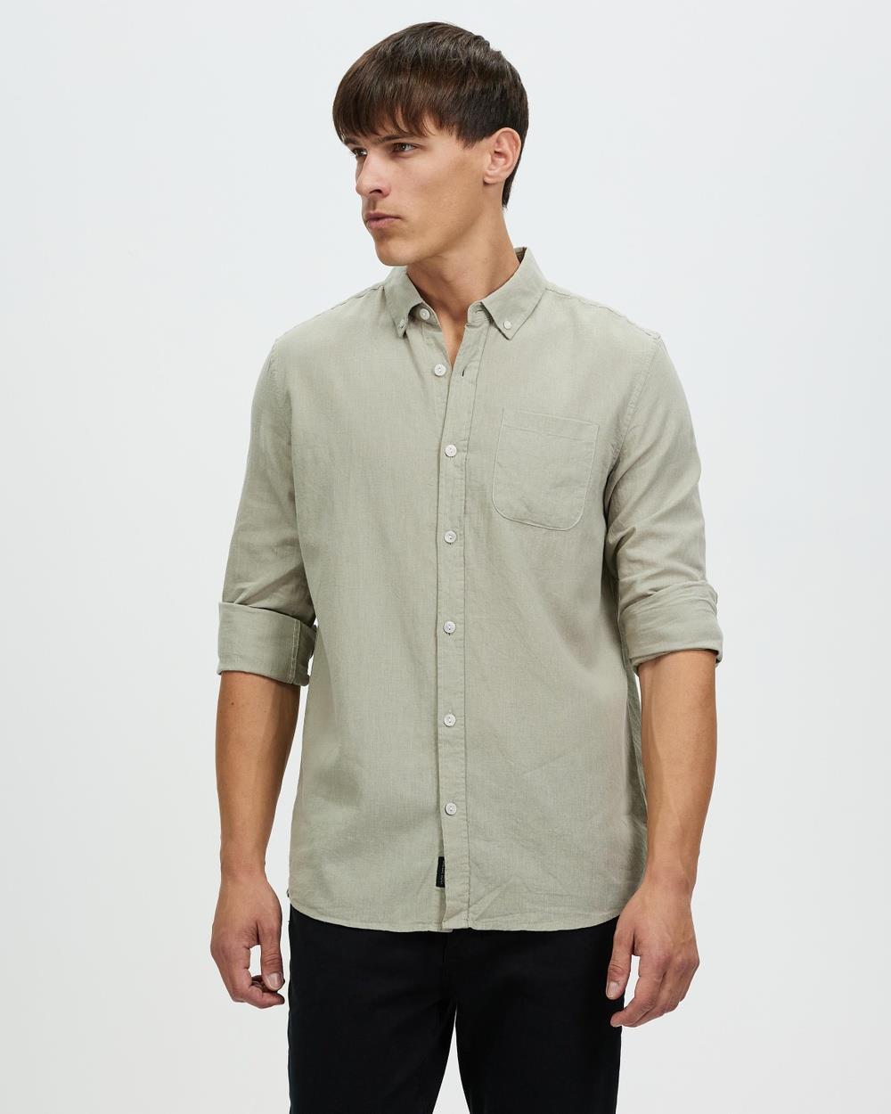 Staple Superior - Hamilton Linen Blend LS Shirt - Casual shirts (Sage) Hamilton Linen Blend LS Shirt