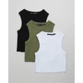 Silent Theory - Frida Tank 3 Pack - T-Shirts & Singlets (WHITE/BLACK/KHAKI) Frida Tank 3-Pack