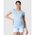Soon Maternity - Classic Cotton Maternity T Shirt - Short Sleeve T-Shirts (SKY) Classic Cotton Maternity T-Shirt