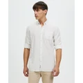 Staple Superior - Hamilton Linen Blend LS Shirt - Clothing (White) Hamilton Linen Blend LS Shirt