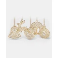 Mestige - 5 Piece Crystal Festive Ornaments Set in Gold - Accessories (GOLD) 5 Piece Crystal Festive Ornaments Set in Gold