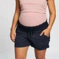 Angel Maternity - Maternity Tencel Summer Shorts - High-Waisted (Navy) Maternity Tencel Summer Shorts