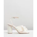 Loeffler Randall - Camellia Knot Mules with Ankle Strap - Heels (Pearl) Camellia Knot Mules with Ankle Strap
