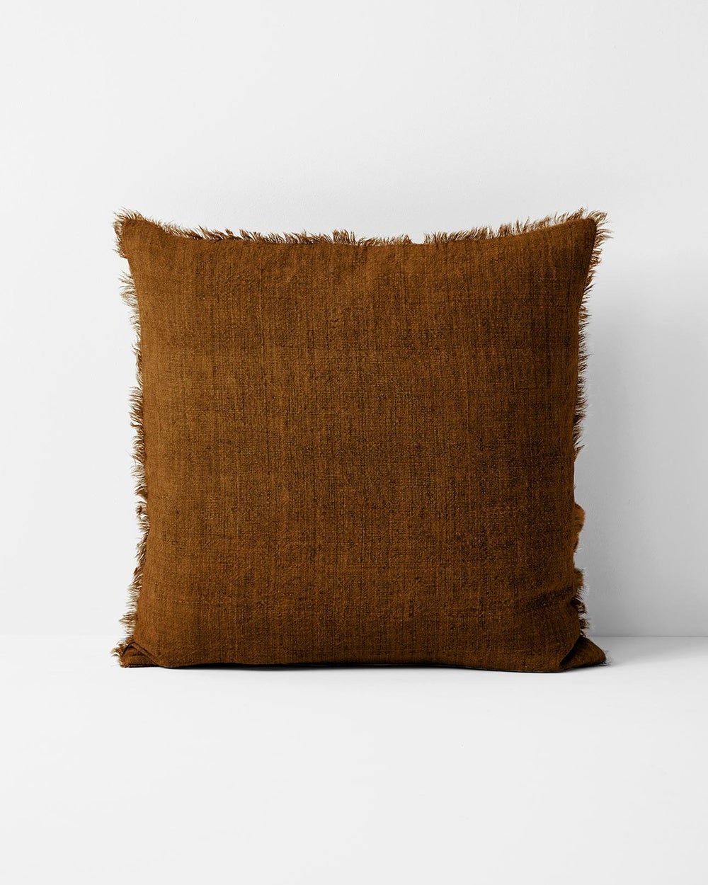 Aura Home - Vintage Linen Fringe Cushion - Home (Brown) Vintage Linen Fringe Cushion