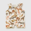 WITH LOVE FOR KIDS - COTTON MUSLIN Romper Babies - Sleeveless (Wild Life) COTTON MUSLIN Romper - Babies