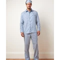 Wanderluxe Sleepwear - The Darcy Pyjama Set - Two-piece sets (Powder Blue/Royal Blue Stripe) The Darcy Pyjama Set