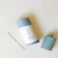 Bare The Label - Silicone Sippy Cup with Straw Cleaner - Nursing & Feeding (Powder Blue) Silicone Sippy Cup with Straw Cleaner