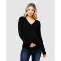 Ripe Maternity - Embrace Long Sleeve Nursing Top - Long Sleeve T-Shirts (Black) Embrace Long Sleeve Nursing Top