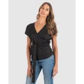 CAMIXA - VERONICA Wrap Linen Shirt - Casual shirts (Black) VERONICA Wrap Linen Shirt