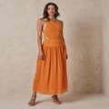 AERE - Drop Waist Cut Out Dress - Dresses (Tangerine) Drop Waist Cut Out Dress
