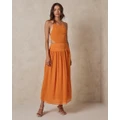 AERE - Drop Waist Cut Out Dress - Dresses (Tangerine) Drop Waist Cut Out Dress